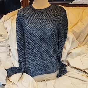 Forever 21 Blue Crochet Sweater With Silver Thread